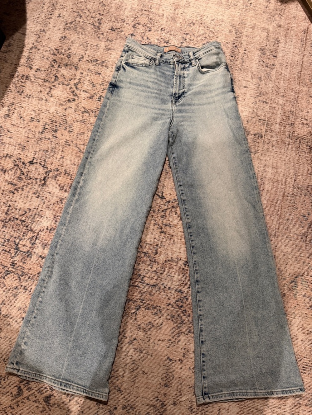 7 For All Mankind Light Blue Wide Leg High-Rise Jeans